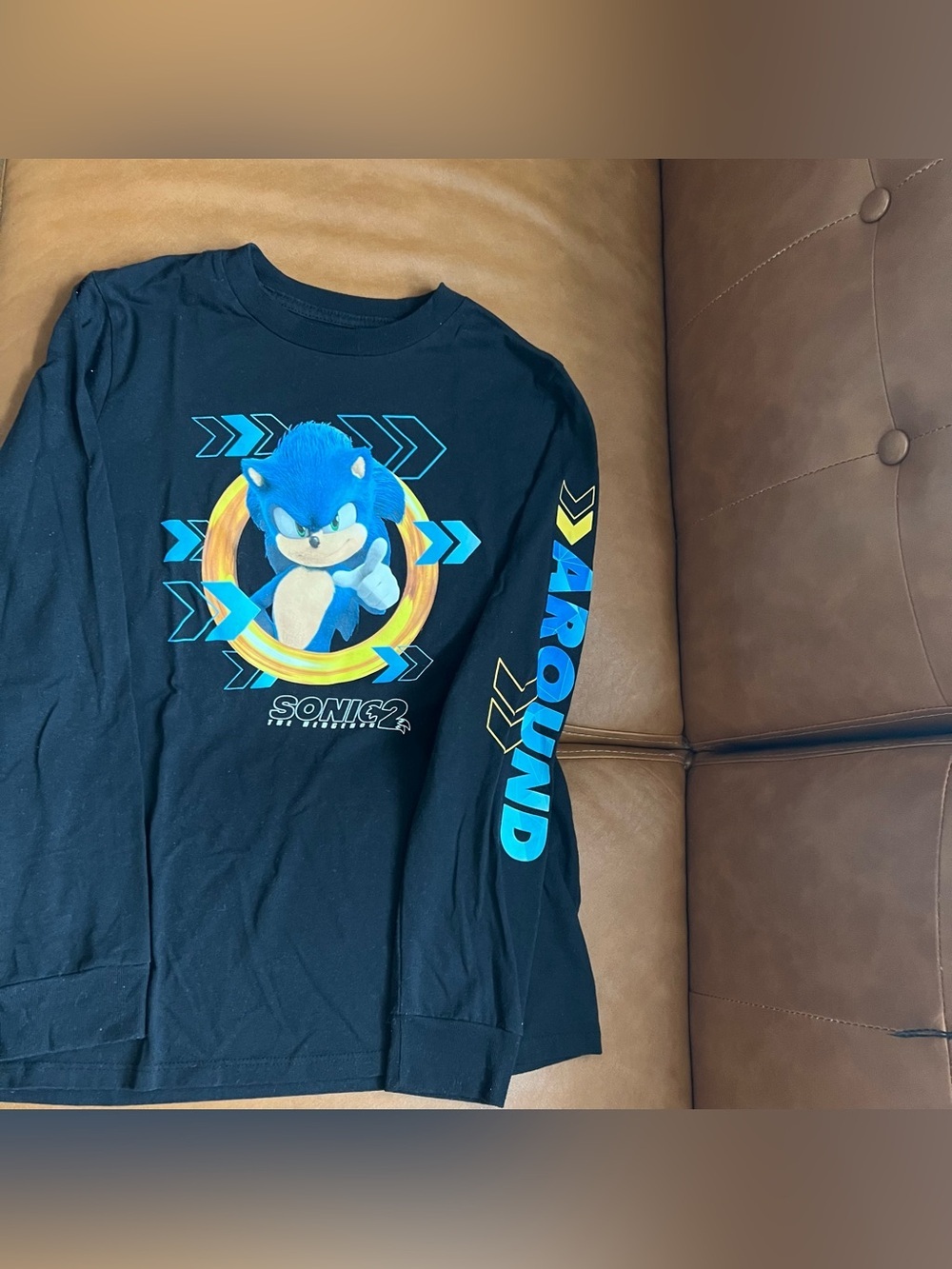 Sonic the Hedgehog Boy's XL 18/20 Long Sleeve Black Graphic Tee Shirt.